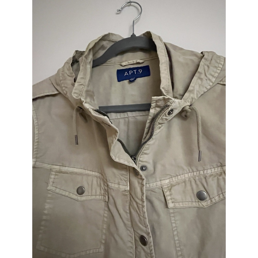 Apt. 9 Womens XL Khaki Utility Coat Field Jacket Spring Classic Casual Cargo Tan - Picture 2 of 15